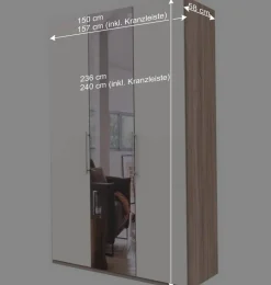 Falttüren Schlafzimmerschrank in Weiß mit Spiegel - Vaclyn