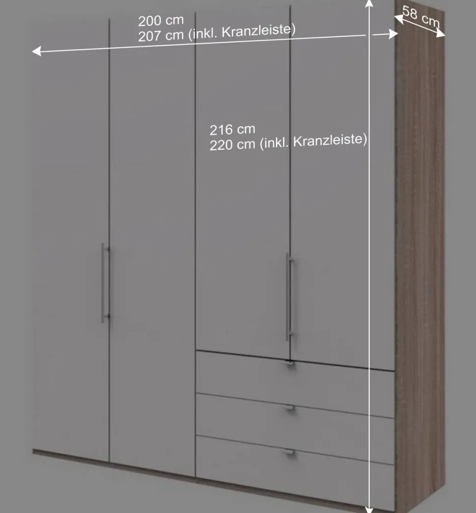 Falttüren-Kleiderschrank in Weiß & Eiche sägerau - Vaclyn