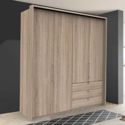 Falttüren-Schlafzimmerschrank mit drei Schubladen - Zayun