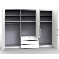 Falttürenschrank Gunjo in Weiß Eiche Sägerau