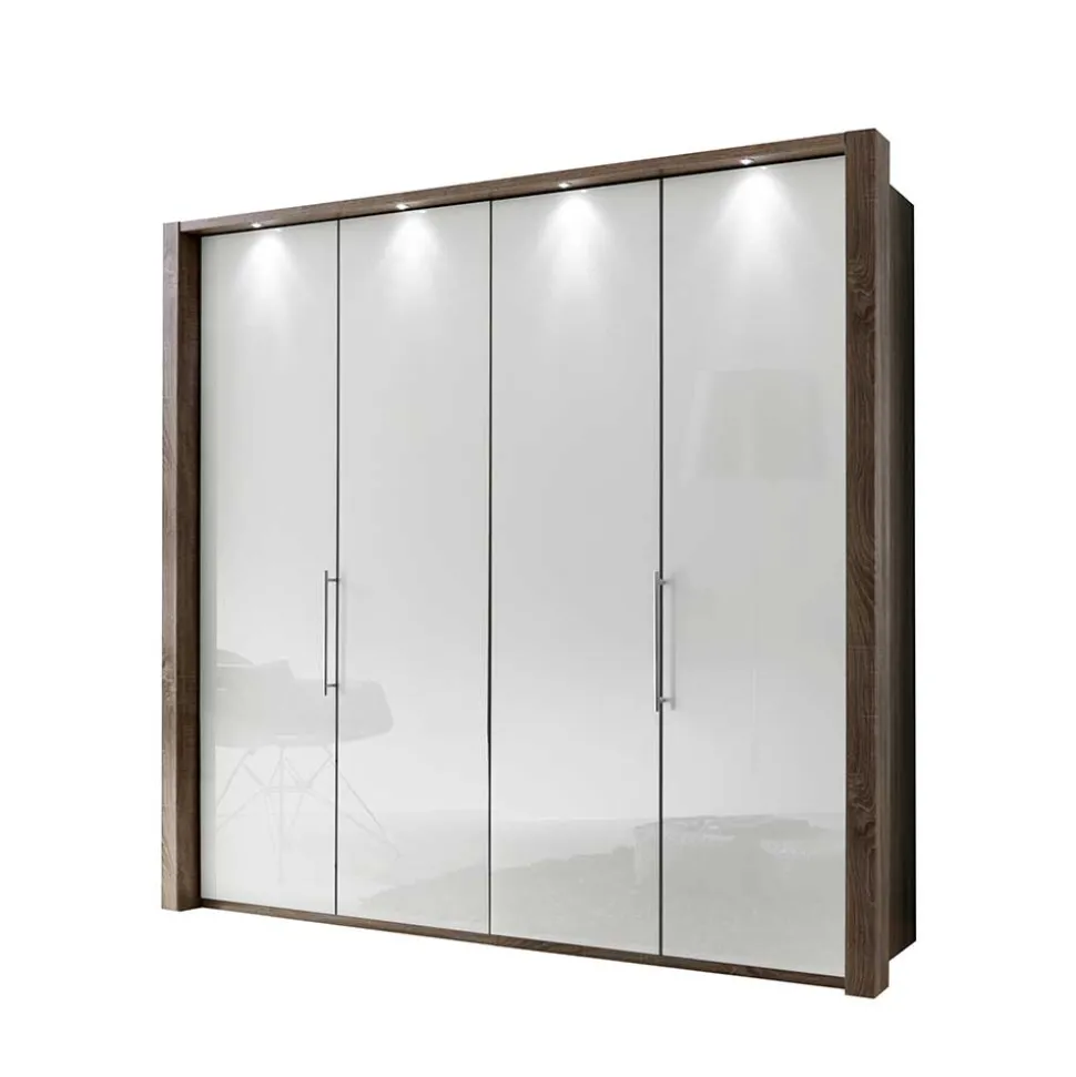 Falttürenschrank Yutaha in Weiß Eiche Trüffel