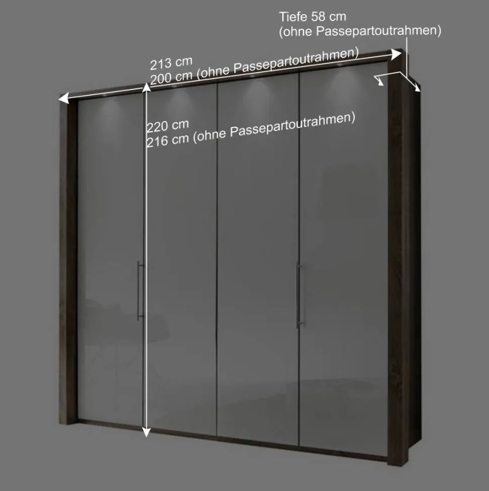 Falttürenschrank Yutaha in Weiß Eiche Trüffel