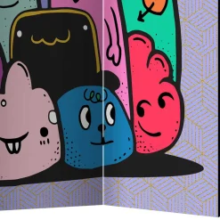 Farbenfroher Paravent mit süßen Comic Monstern - Feradila