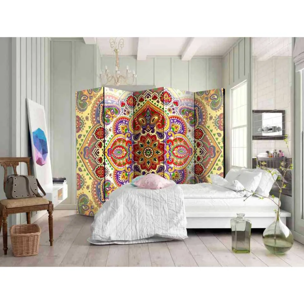 Farbenfroher Paravent mit Mandala Druck - Gragano