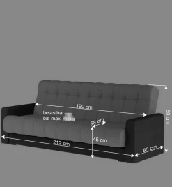 Federkern Bettcouch in Dunkelgrau und Weiß - Rasmino