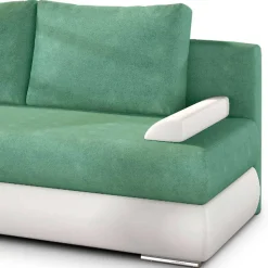 Federkern Bettsofa in Hellgrün und Weiß - Jeanys