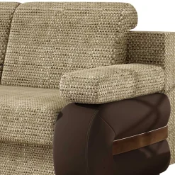 Federkern Klappsofa in Beige und Dunkelbraun - Carinna