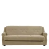 Federkern Schlafsofa aus Flockstoff in Beige - Mabu