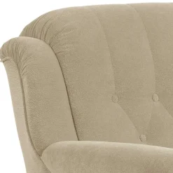 Federkern Schlafsofa aus Flockstoff in Beige - Mabu
