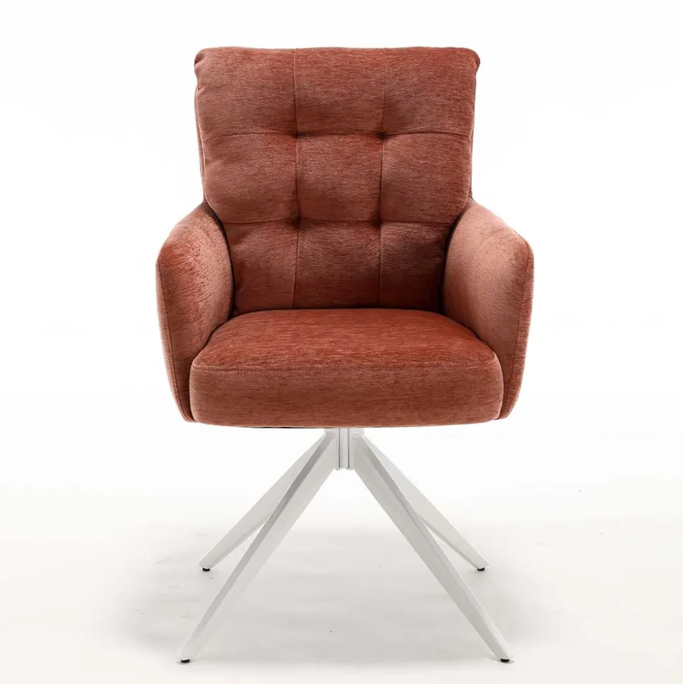 Federkern-Armlehnenstuhl in Kupfer Rotbraun - Coriga (2er Set)