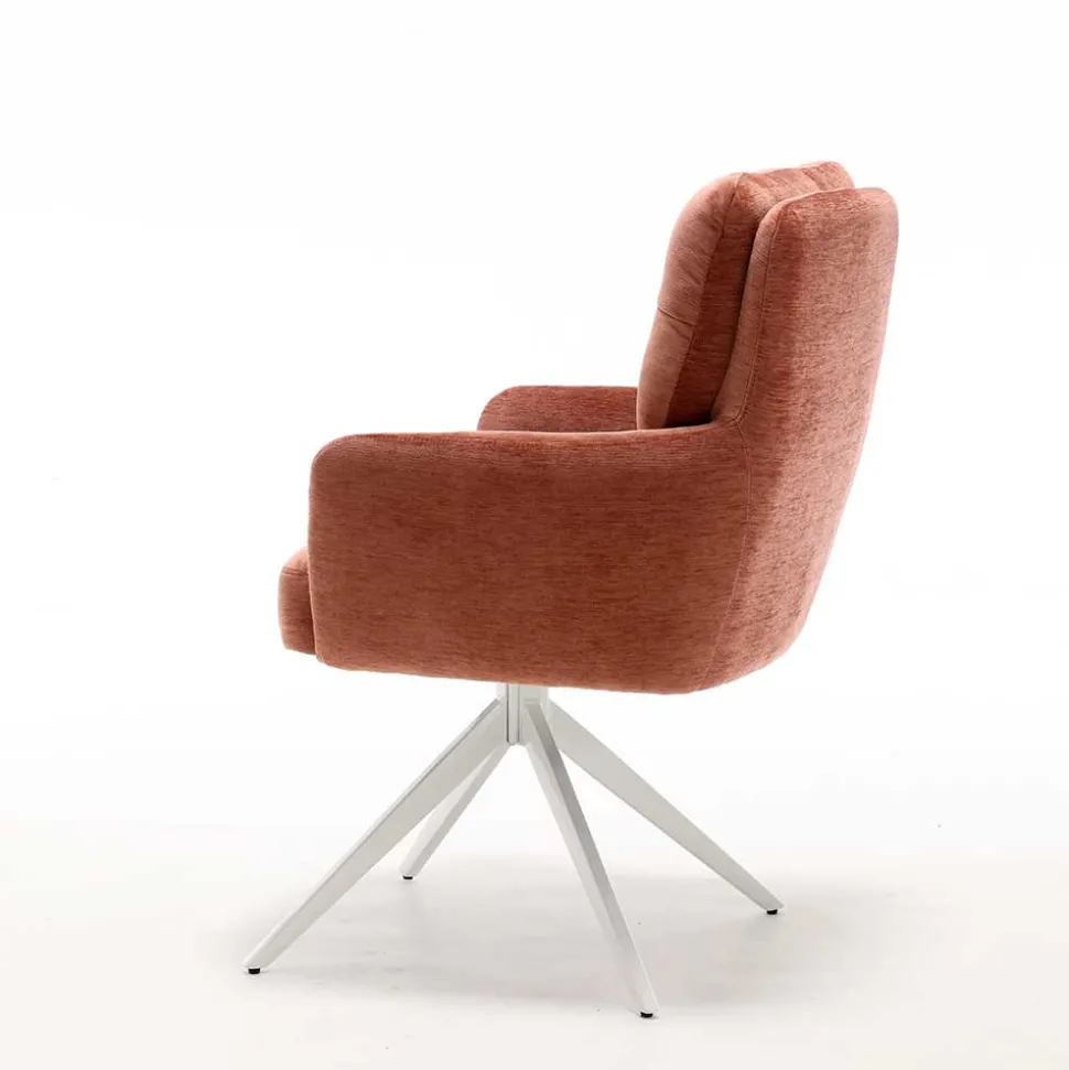 Federkern-Armlehnenstuhl in Kupfer Rotbraun - Coriga (2er Set)