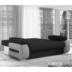 Federkern-Bettcouch in Dunkelbraun - Helina