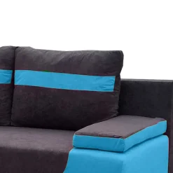 Federkern-Schlafcouch in Blau und Dunkelgrau - Halfa