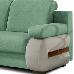 Federkernsofa in Hellgrün und Hellgrau - Zenca