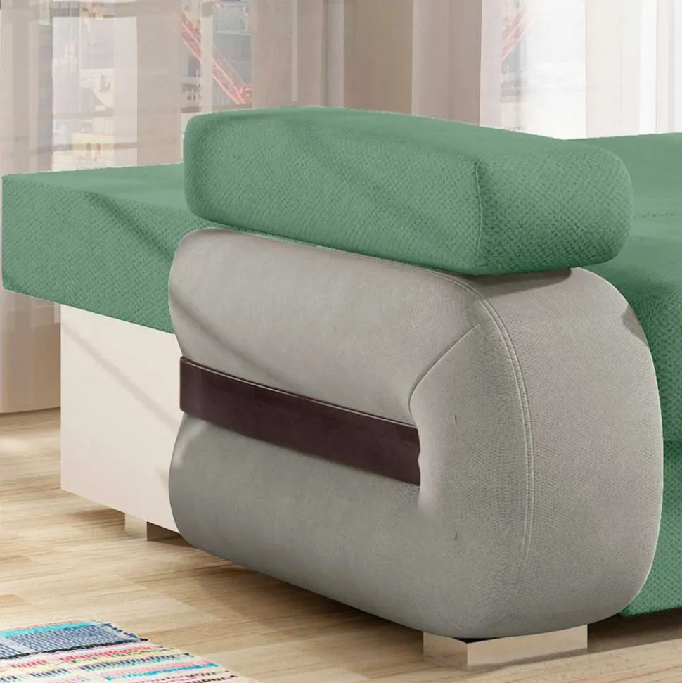 Federkernsofa in Hellgrün und Hellgrau - Zenca