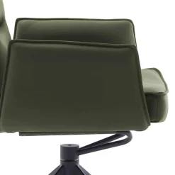 Federkern-Tischsessel aus Echtleder in Oliv - Filipan (2er Set)