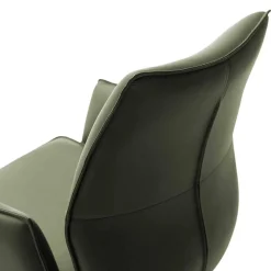 Federkern-Tischsessel aus Echtleder in Oliv - Filipan (2er Set)