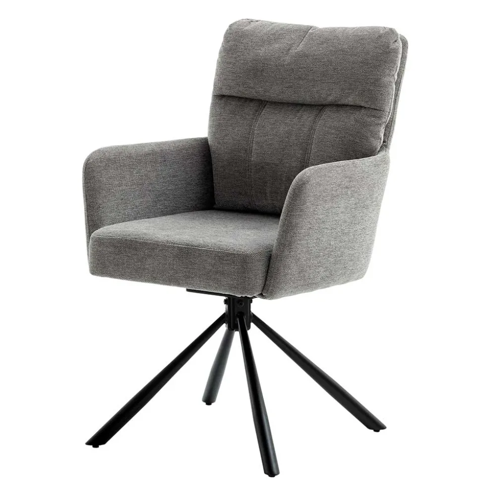 Federkern-Tischsessel in Grau - Castalla (2er Set)