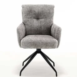 Federkern-Tischsessel in Grau - Kumin (2er Set)