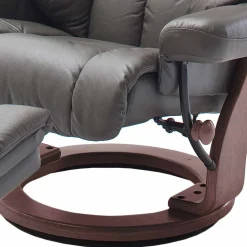 Fernsehsessel mit Relaxfunktion in Leder Schlammfarben Vihanna mit Hocker (zweiteilig)