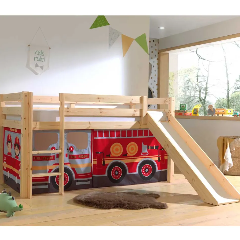 Feuerwehr Hochbett mit Rutsche - Lazura