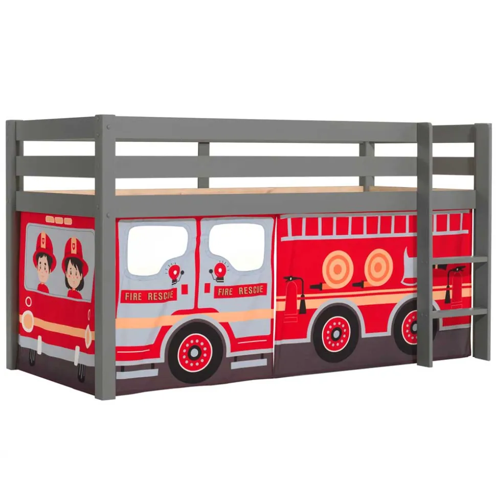 Feuerwehr Kinderzimmer Hochbett in Grau - Ernezza