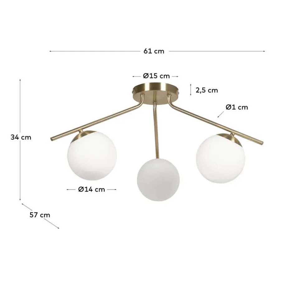 3-flammige Deckeleuchte mit Kugel-Schirmen - Santiago