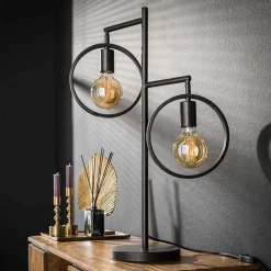 2-flammige Designer Tischleuchte in Dunkelgrau - Shyma