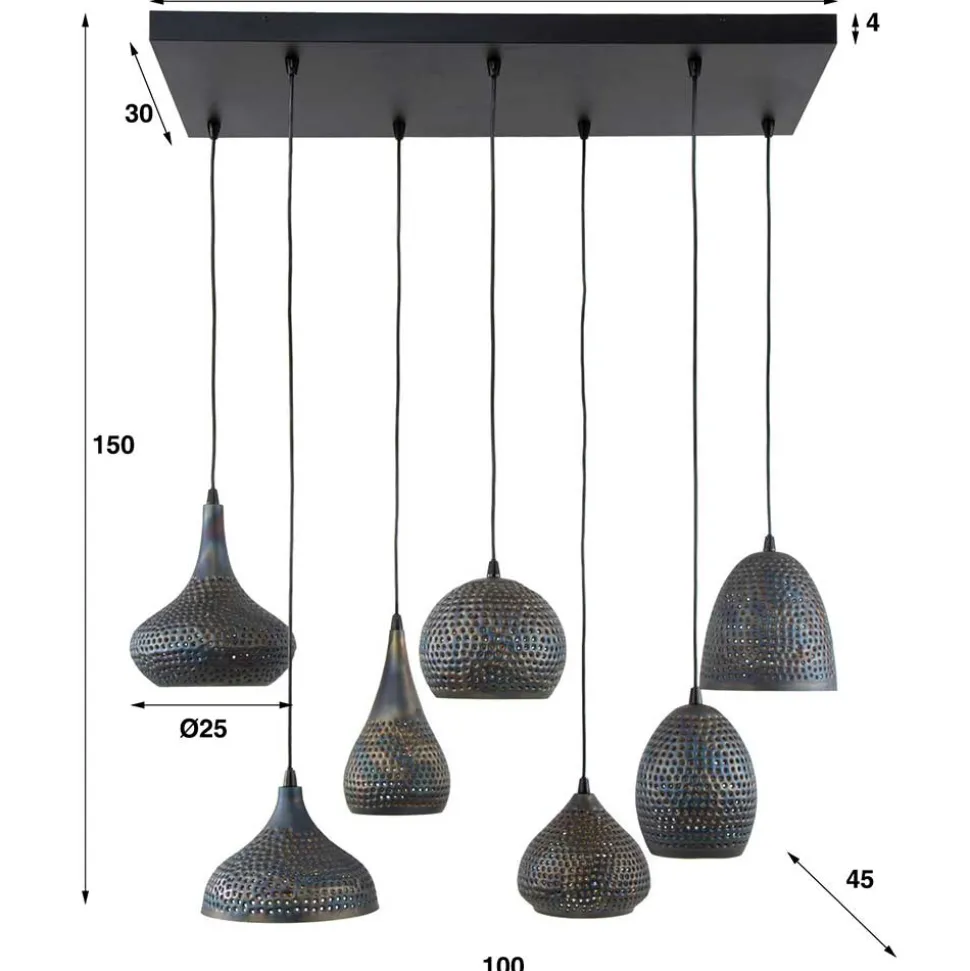 7-flammige Hängelampe - diverse Schirm Formen - Sempragos