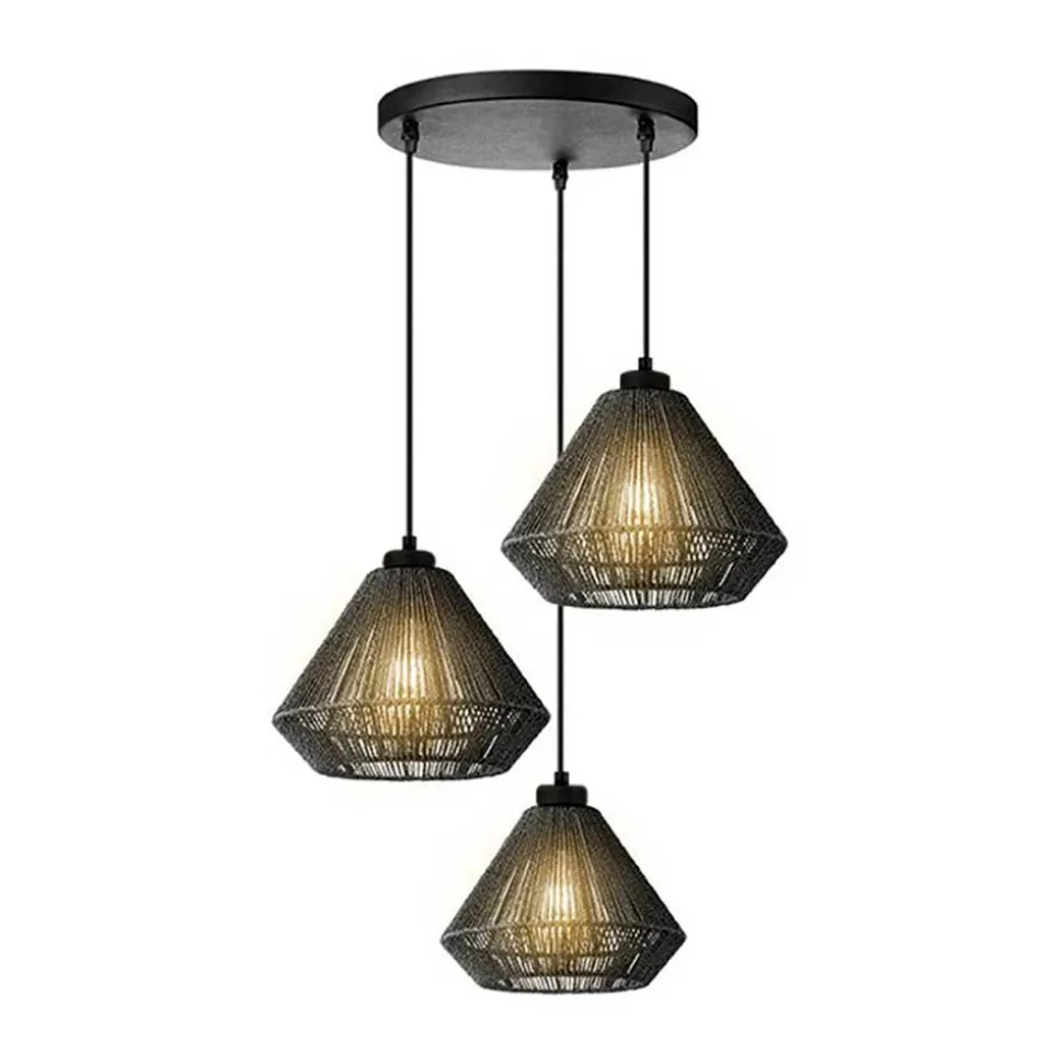 3-flammige Hängelampe aus Jute und Metall - Jayden