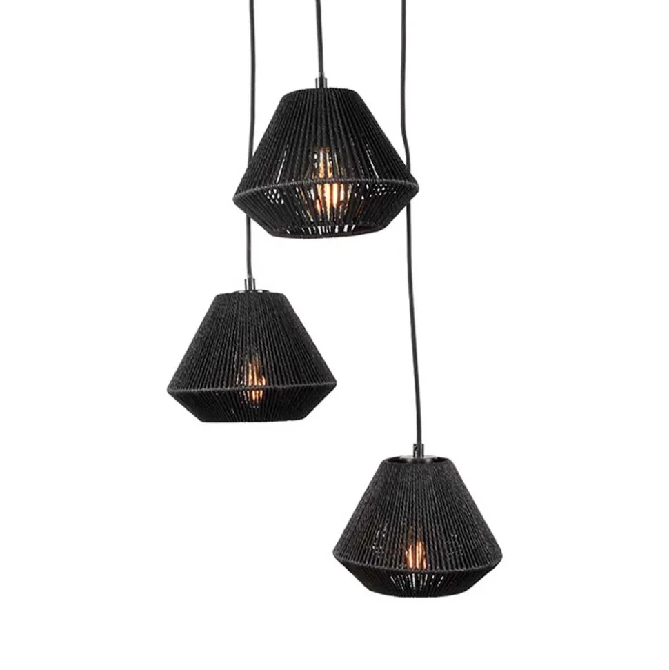 3-flammige Hängelampe aus Jute und Metall - Jayden