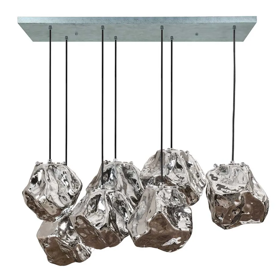 7-flammige Hängelampe in Fels Stein Optik - Domniar
