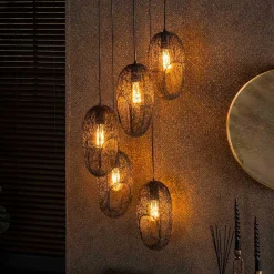 5-flammige Hängelampe mit Drahtschirmen - Juanda