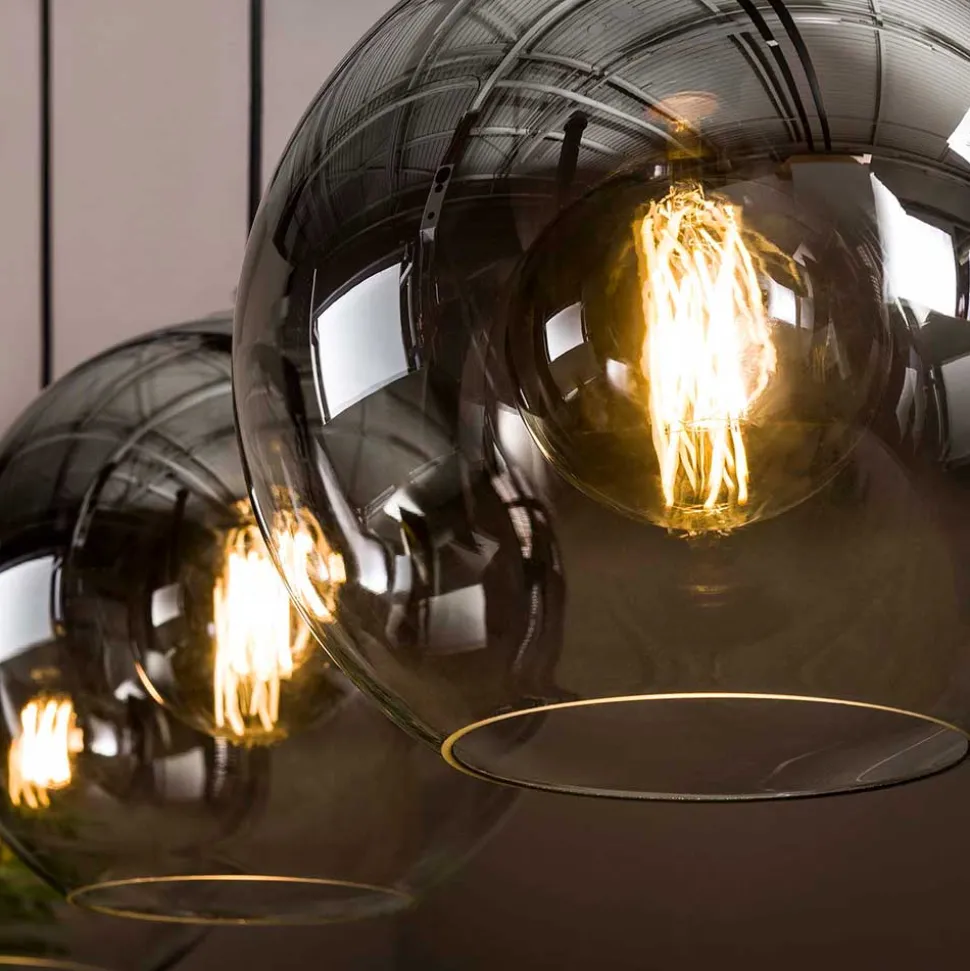 3-flammige Hängelampe mit Glas Kugel Schirmen - Vetrano