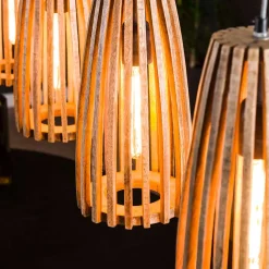 4-flammige Hängelampe mit Holzschirmen - Orvinio