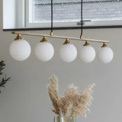 5-flammige Hängeleuchte in Messingfarben - Liselo