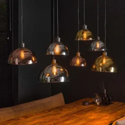 7-flammige Hängeleuchte mit Glasschirmen - Liselo