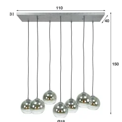 7-flammige Hängeleuchte mit Glaskuppeln - Sanne