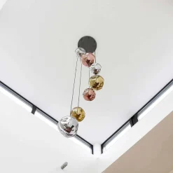 7-flammige Hängeleuchte mit Metallic Glasschirmen - Elizabeth