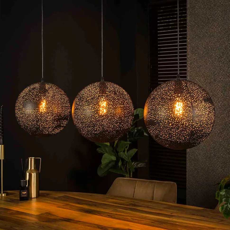 3-flammige Kugel-Hängelampe in Schwarz - Feixon