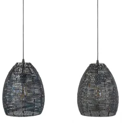 3-flammige Metall Hängeleuchte in Schwarz Braun - Mediny