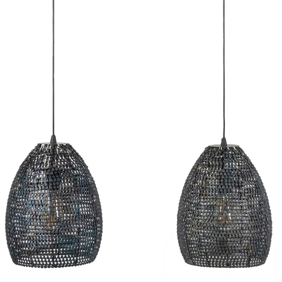 3-flammige Metall Hängeleuchte in Schwarz Braun - Mediny