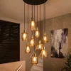 9-flammige Pendelleuchte mit Glasschirmen - Dress