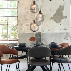 3-flammige Pendelleuchte mit Drahtgeflecht Ringen - Ecolosia