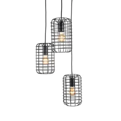 3-flammige Pendelleuchte mit Gitterschirmen - Troketta