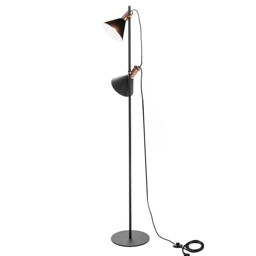 2-flammige Stehleuchte in Schwarz & Messing - Easy