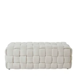 Flechtoptik Polsterbank in Cremeweiß - Vignus