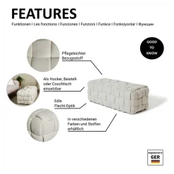 Flechtoptik Polsterbank in Cremeweiß - Vignus