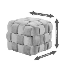 Flechtoptik Sitzhocker in Platingrau - Lydosca