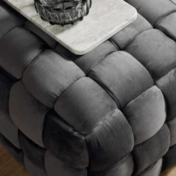 Flechtoptik Sitzhocker in Platingrau - Lydosca